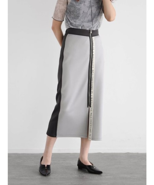 バイカラーロゴテープスカート