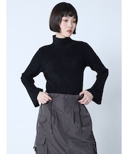 フレアスリーブリブニット