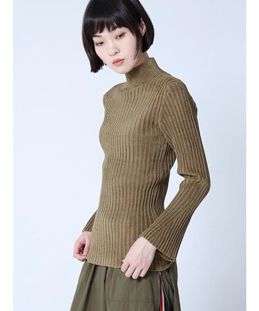 フレアスリーブリブニット