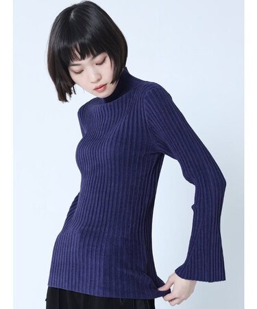 フレアスリーブリブニット