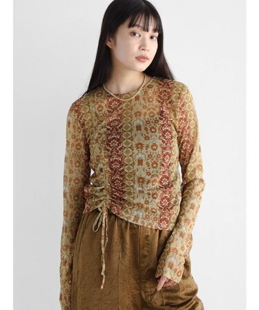 レトロプリントシャーリングカットソー