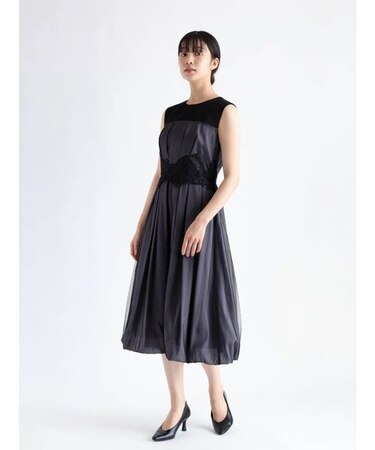 ウエストレースバルーンチュールドレス