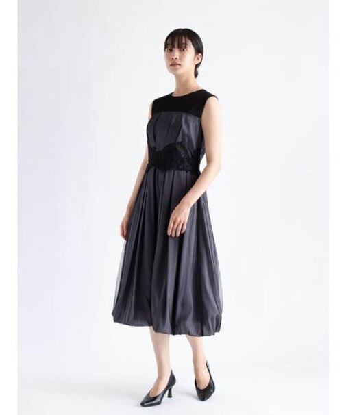 ウエストレースバルーンチュールドレス