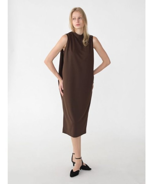 ジョーゼットボトルネックコクーンシルエットワンピース