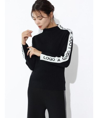 ロゴスリーブリブタイトニット