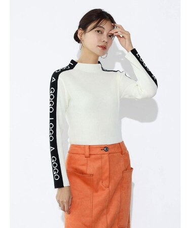 ロゴスリーブリブタイトニット