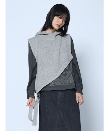 アシンメトリーヘムニットフーディー