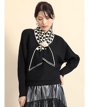 ニットスカーフ付きドルマンニット