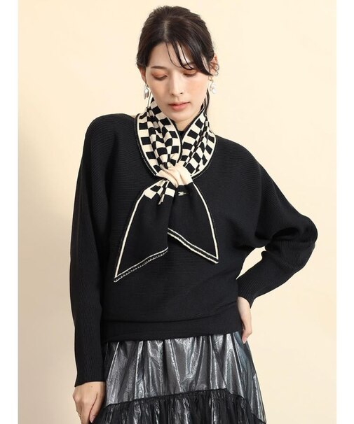 ニットスカーフ付きドルマンニット