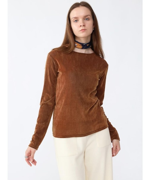 フロッキーチュールクルーネックトップス