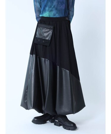 レザードッキングバルーンスカート