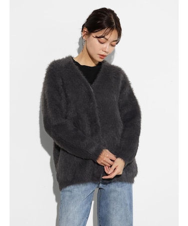 Vネックファーニットカーディガン｜メドックの通販｜&mall（アンド  