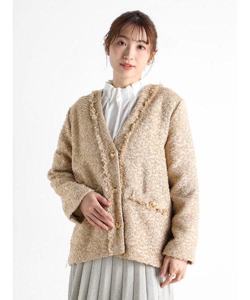 【新品未使用】Vin フリンジシャギーツイードジャケット フリンジシャギーツイードジャケット｜メドックの通販｜&mall（アンド