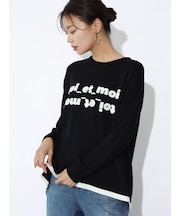 刺繍ロゴ配色ニット