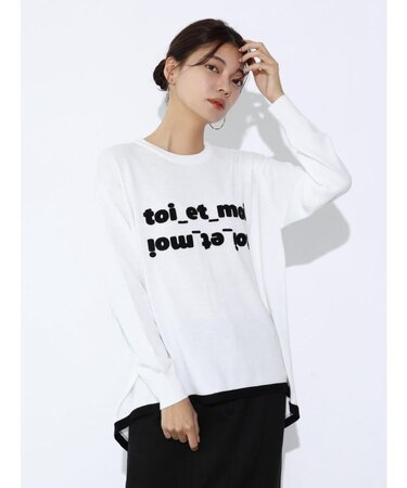 刺繍ロゴ配色ニット