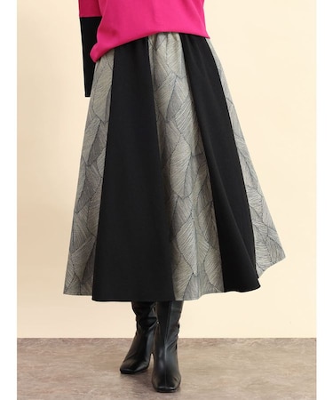 ツイード×ジャガード切り替えスカート