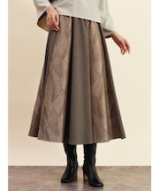 ツイード×ジャガード切り替えスカート