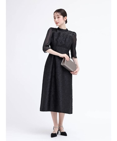 ふくれジャガードバックリボンドレス