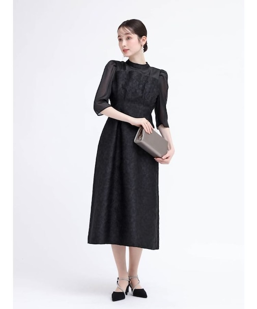 ふくれジャガードバックリボンドレス