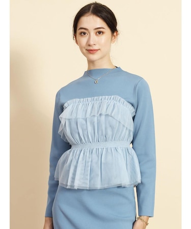 チュールビスチェドッキングニットトップス