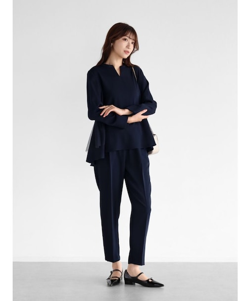 バックチュールブラウス&パンツセットアップ