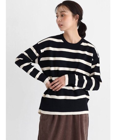 クルーネックボーダーニット