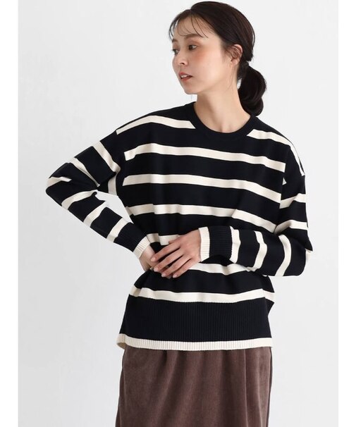 クルーネックボーダーニット