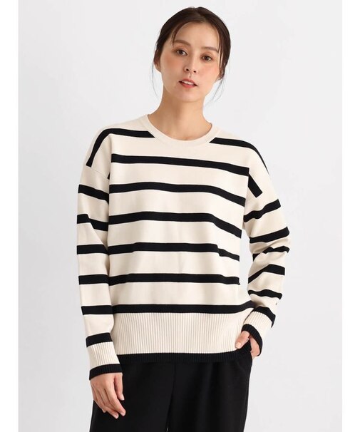 クルーネックボーダーニット