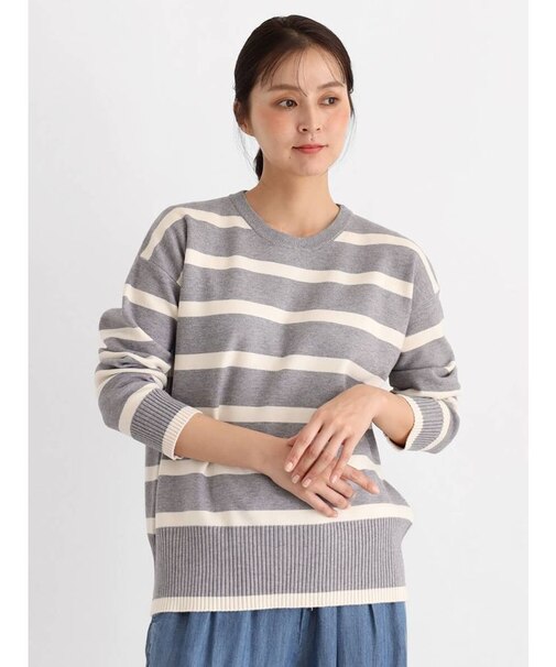 クルーネックボーダーニット