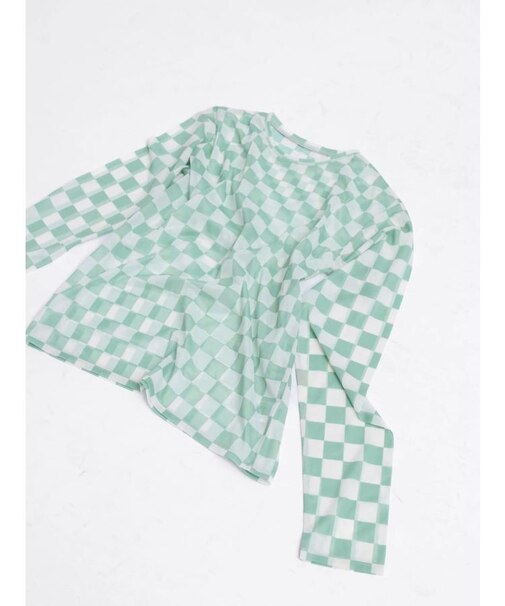 フラッグチェックシアートップス