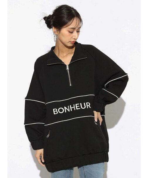 ハーフジップボリュームプルオーバー