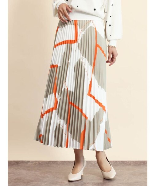 アートプリントプリーツスカート