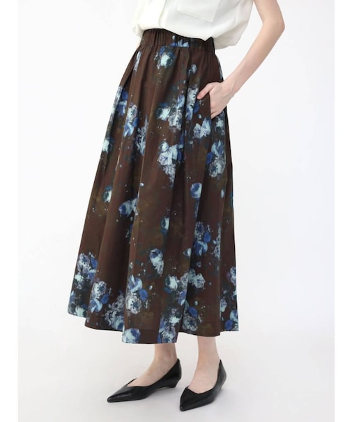 フラワーペイントタックスカート