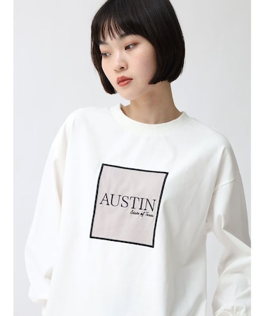 シアーロゴ刺繍ロンT