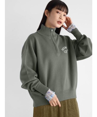 スウェットライクハーフジップニット