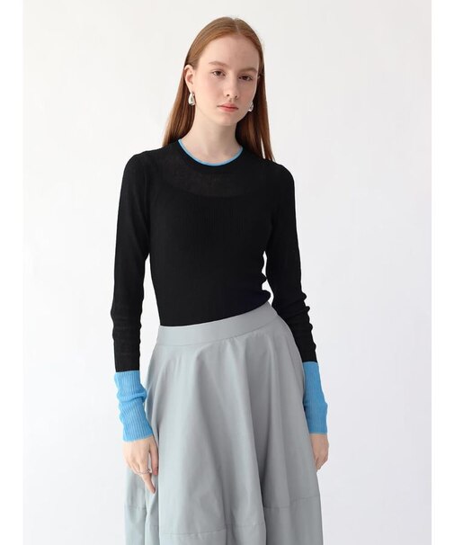 配色リブニット