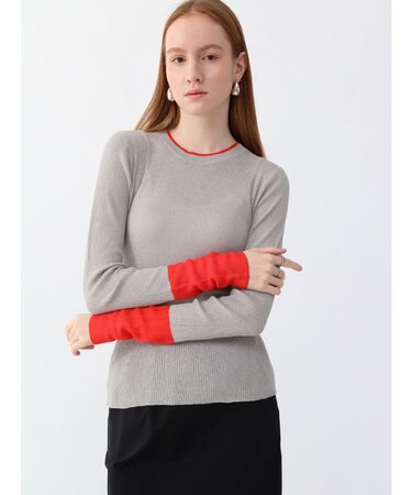 配色リブニット