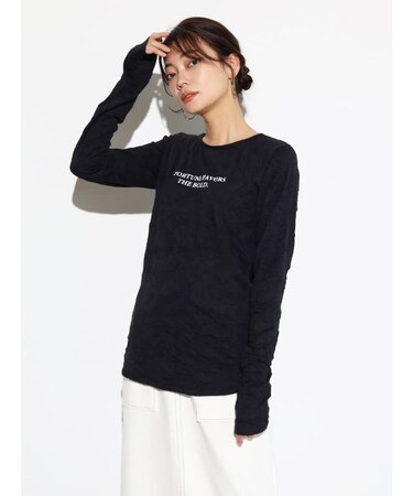 ウォッシュ加工シワクルーネックTEE