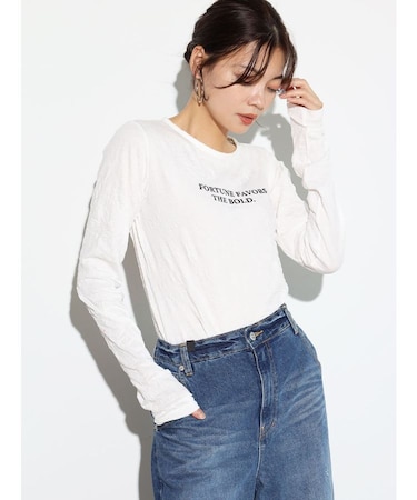 ウォッシュ加工シワクルーネックTEE