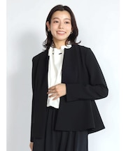 ハイストレッチノーカラーペプラムジャケット
