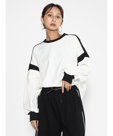 ポンチリブバイカラープルオーバー