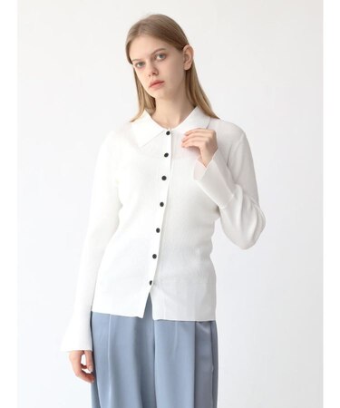 14G衿付きリブカーディガン