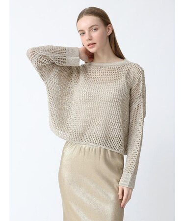 ローゲージラメショートニット