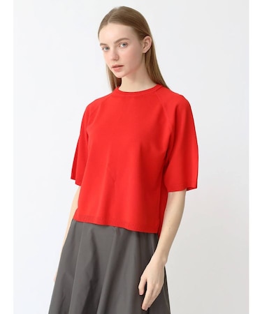 バックジップハーフスリーブニット