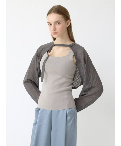 透かし編みニットボレロ