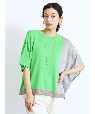 カラーブロッキングニットプルオーバー