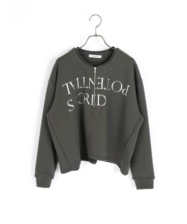 ロゴプリントハーフジップスエット