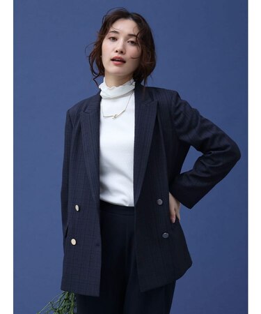 チェックジャガードダブルジャケット