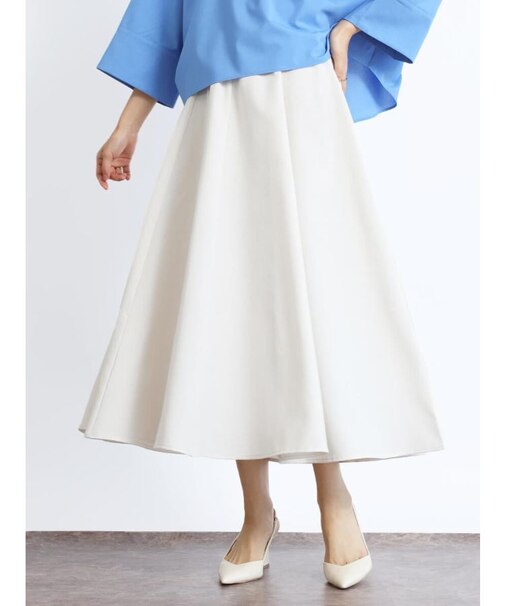 リネンライクウエストリブフレアスカート