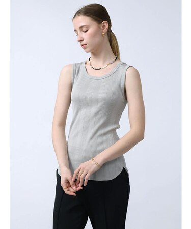 シルクタッチ丸胴ランダムリブタンクトップ
